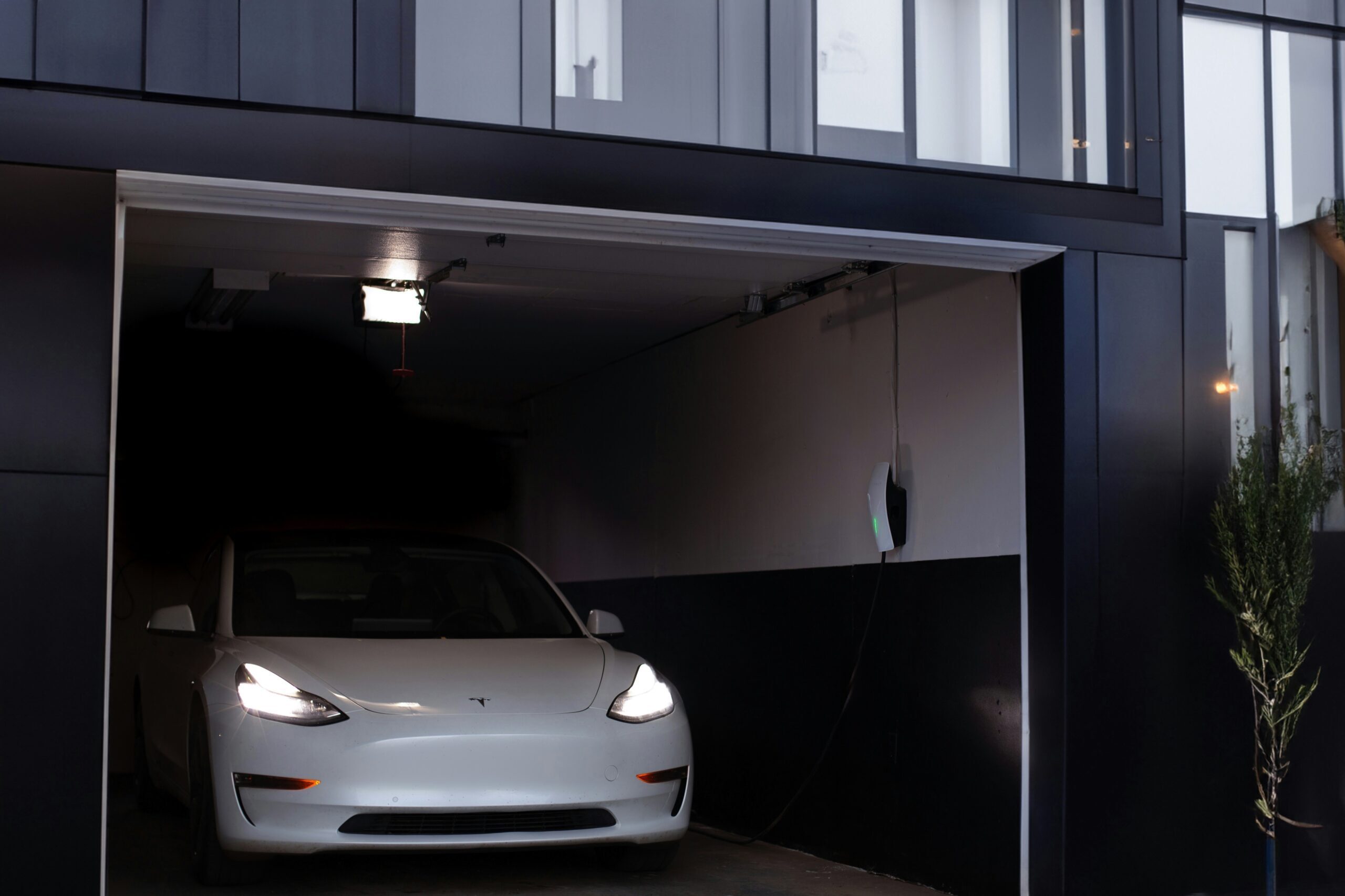 Tesla in Smart Home Garage